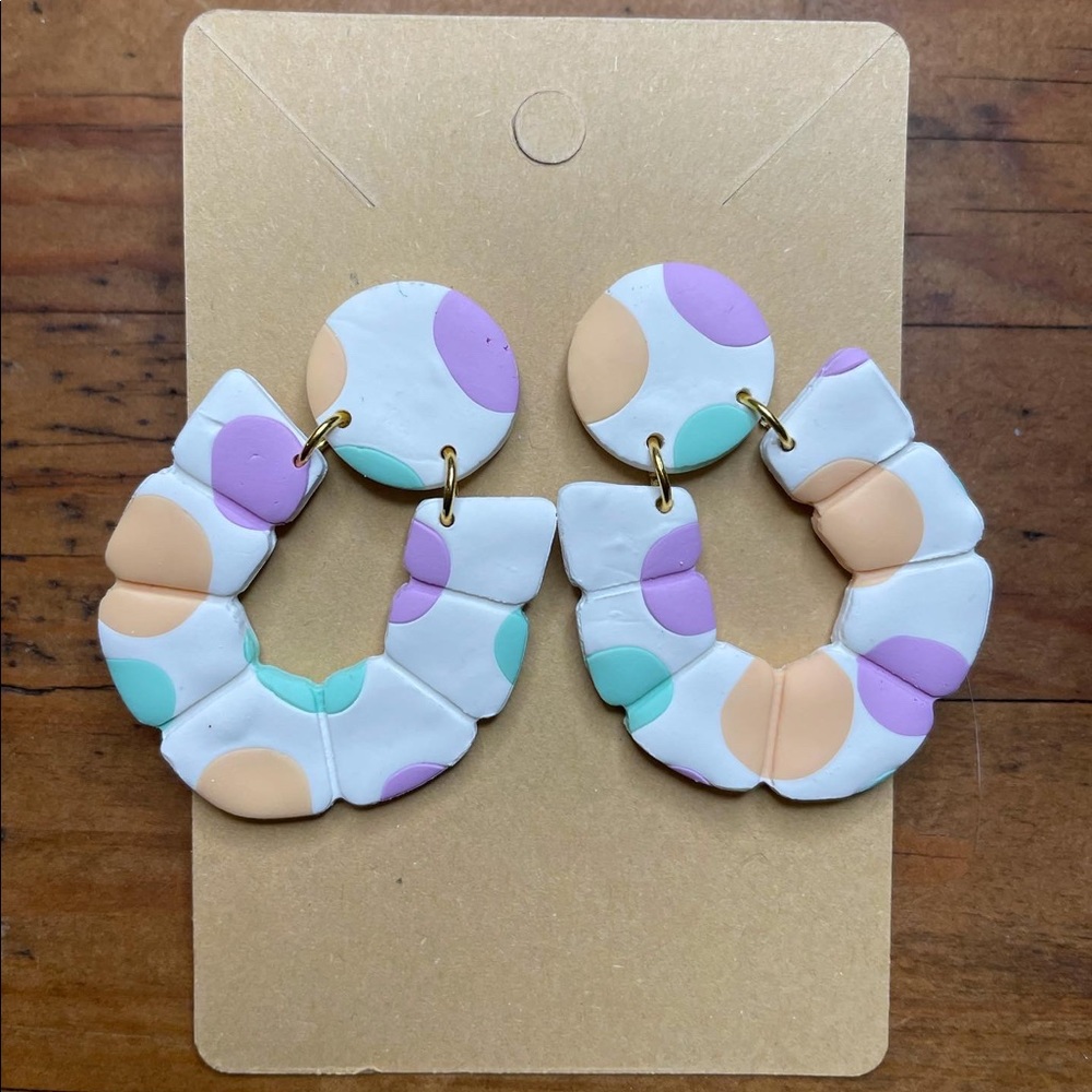 Pastel polkadot polymer clay drops